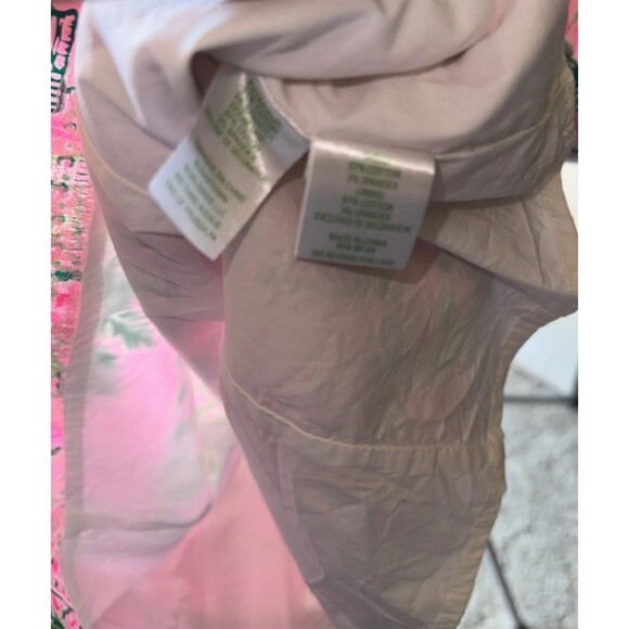 Lilly Pulitzer Mila Shift Dress Womens L Pink Green Tropical Sleeveless - Picture 6 of 9